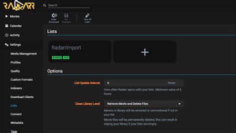 sonarr import lists.